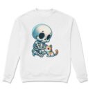 Premium Drop Shoulder Crewneck Sweatshirt – Cute Skeleton & Cat