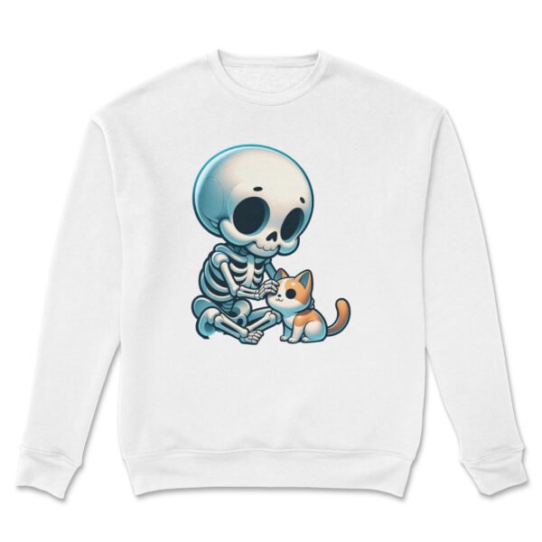 Premium Drop Shoulder Crewneck Sweatshirt – Cute Skeleton & Cat - Image 12