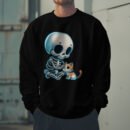 Premium Drop Shoulder Crewneck Sweatshirt – Cute Skeleton & Cat