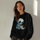 Premium Drop Shoulder Crewneck Sweatshirt – Cute Skeleton & Cat