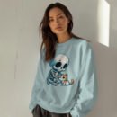 Premium Drop Shoulder Crewneck Sweatshirt – Cute Skeleton & Cat