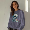 Premium Drop Shoulder Crewneck Sweatshirt – Cute Skeleton & Cat