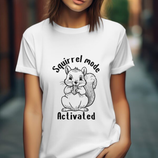 Premium Unisex Crewneck T-Shirt – 'Squirrel Mode Activated' Funny Graphic Tee - Image 3
