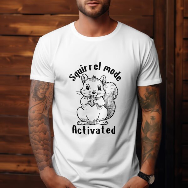 Premium Unisex Crewneck T-Shirt – 'Squirrel Mode Activated' Funny Graphic Tee - Image 4