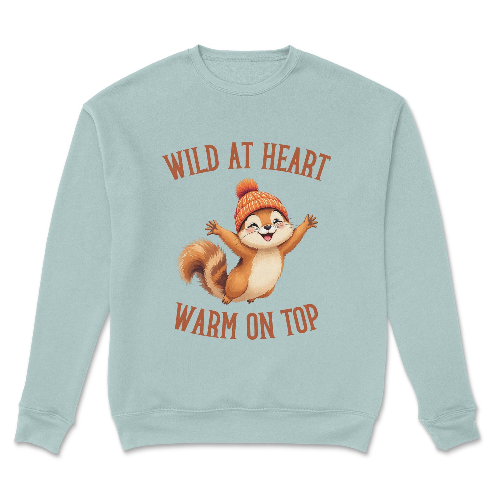 Premium Unisex Crewneck Sweatshirt – 'Wild at Heart, Warm on Top' Cute Squirrel Graphic Pullover - Image 14