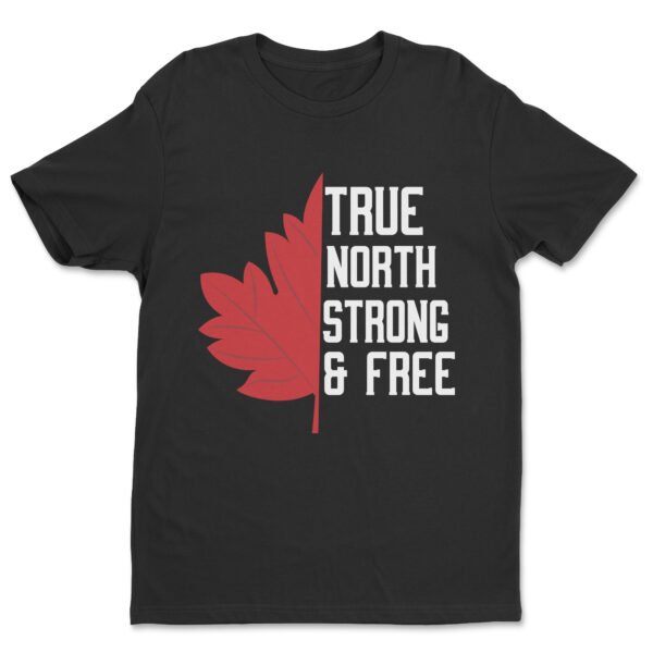 Premium Unisex Crewneck black T-Shirt – 'True North, Strong, and Free' Graphic Tee - Image 6