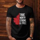 Premium Unisex Crewneck black T-Shirt – 'True North, Strong, and Free' Graphic Tee