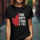 Premium Unisex Crewneck black T-Shirt – 'True North, Strong, and Free' Graphic Tee