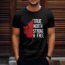 Premium Unisex Crewneck black T-Shirt – 'True North, Strong, and Free' Graphic Tee