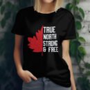 Premium Unisex Crewneck black T-Shirt – 'True North, Strong, and Free' Graphic Tee