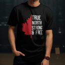 Premium Unisex Crewneck black T-Shirt – 'True North, Strong, and Free' Graphic Tee