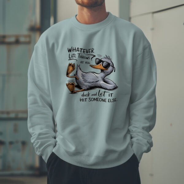 Premium Drop Shoulder Crewneck Sweatshirt – Chill Duck Funny Quote - Image 4