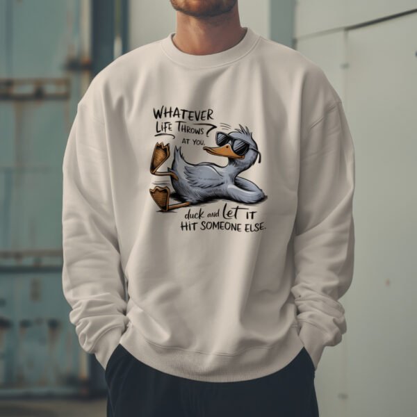 Premium Drop Shoulder Crewneck Sweatshirt – Chill Duck Funny Quote - Image 2