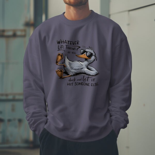 Premium Drop Shoulder Crewneck Sweatshirt – Chill Duck Funny Quote - Image 5