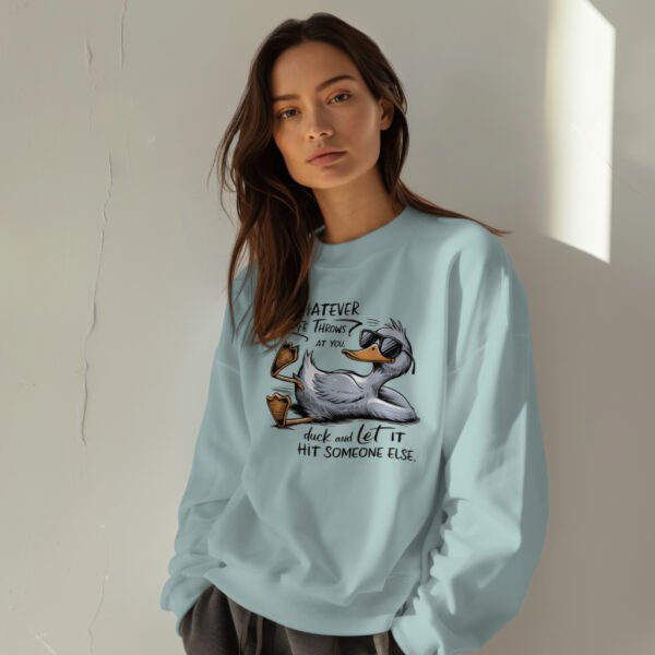 Premium Drop Shoulder Crewneck Sweatshirt – Chill Duck Funny Quote - Image 7