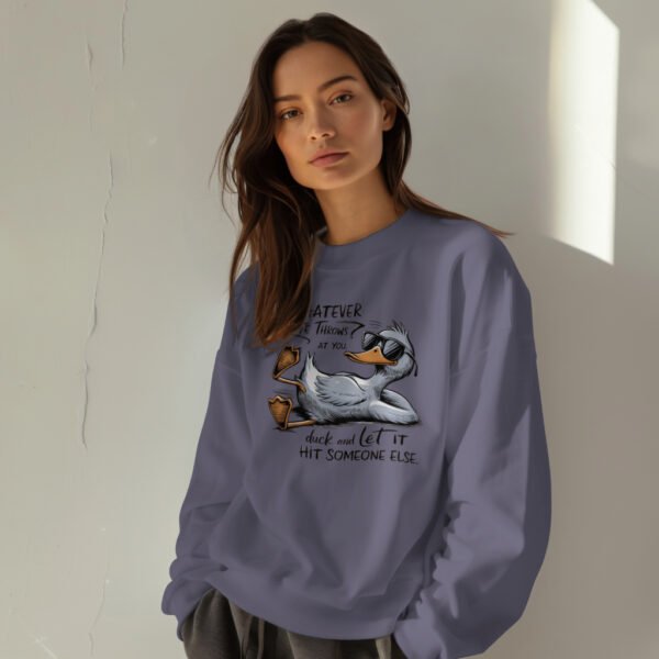 Premium Drop Shoulder Crewneck Sweatshirt – Chill Duck Funny Quote - Image 6