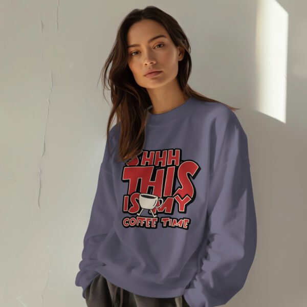 Premium Unisex Crewneck Sweatshirt – 'Shhh… This Is My Coffee Time' Funny Graphic Pullover - Image 8