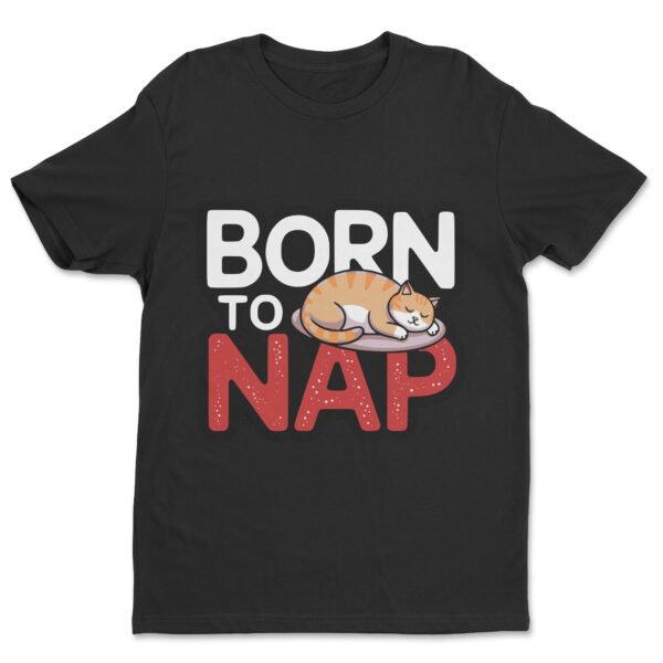 Premium Unisex Crewneck T-Shirt – 'Born to Nap' Funny Sleeping Cat Graphic Tee - Image 14