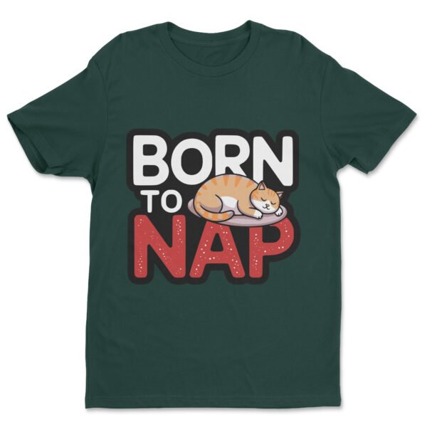 Premium Unisex Crewneck T-Shirt – 'Born to Nap' Funny Sleeping Cat Graphic Tee - Image 16