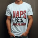 Premium Unisex Crewneck T-Shirt – 'Naps Make Me Happy, Mornings Not So Much' Funny Graphic Tee
