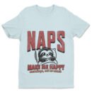 Premium Unisex Crewneck T-Shirt – 'Naps Make Me Happy, Mornings Not So Much' Funny Graphic Tee