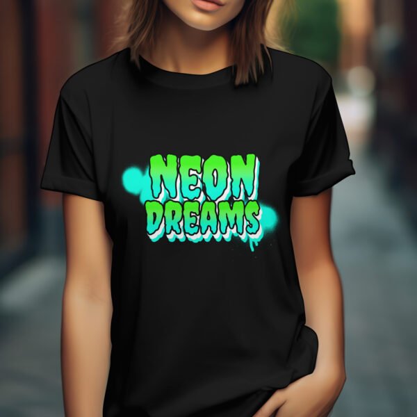 Premium Unisex Crewneck T-Shirt – 'Neon Dreams' Bold Graffiti-Style Graphic Tee - Image 2