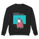 Premium Unisex Crewneck Sweatshirt – 'Today's Menu: Humans Only' Funny Shark Graphic Pullover