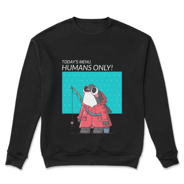 Premium Unisex Crewneck Sweatshirt – 'Today's Menu: Humans Only' Funny Shark Graphic Pullover - Image 12