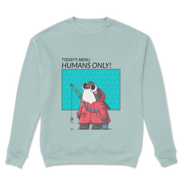 Premium Unisex Crewneck Sweatshirt – 'Today's Menu: Humans Only' Funny Shark Graphic Pullover - Image 14