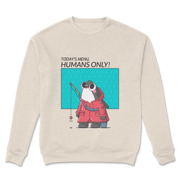 Premium Unisex Crewneck Sweatshirt – 'Today's Menu: Humans Only' Funny Shark Graphic Pullover - Image 13