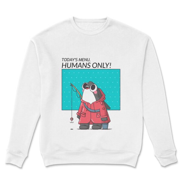 Premium Unisex Crewneck Sweatshirt – 'Today's Menu: Humans Only' Funny Shark Graphic Pullover - Image 11