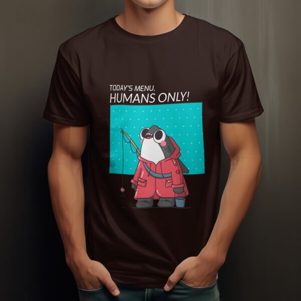 Premium Unisex Crewneck T-Shirt – 'Today's Menu: Humans Only' Funny Shark Graphic Tee - Image 11