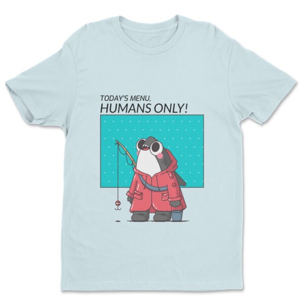 Premium Unisex Crewneck T-Shirt – 'Today's Menu: Humans Only' Funny Shark Graphic Tee - Image 15