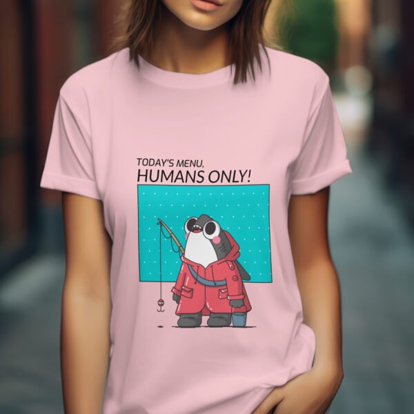 Premium Unisex Crewneck T-Shirt – 'Today's Menu: Humans Only' Funny Shark Graphic Tee - Image 8