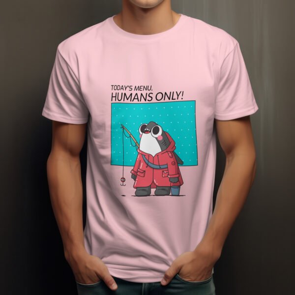 Premium Unisex Crewneck T-Shirt – 'Today's Menu: Humans Only' Funny Shark Graphic Tee - Image 7