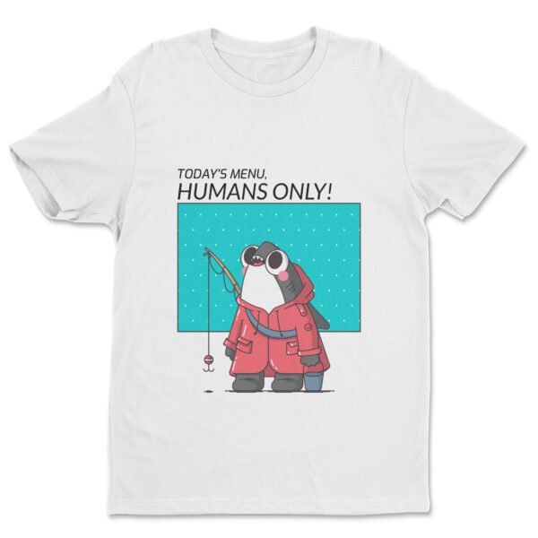 Premium Unisex Crewneck T-Shirt – 'Today's Menu: Humans Only' Funny Shark Graphic Tee - Image 13