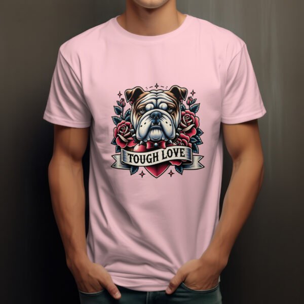Premium Unisex Crewneck T-Shirt – 'Tough Love' Bulldog Graphic Tee - Image 9