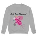 Premium Unisex Crewneck Sweatshirt – 'Just Bee Married' Cute Newlywed Bee Graphic Pullover
