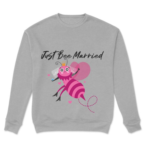 Premium Unisex Crewneck Sweatshirt – 'Just Bee Married' Cute Newlywed Bee Graphic Pullover - Image 6