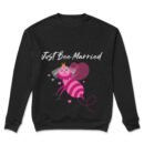 Premium Unisex Crewneck Sweatshirt – 'Just Bee Married' Cute Newlywed Bee Graphic Pullover