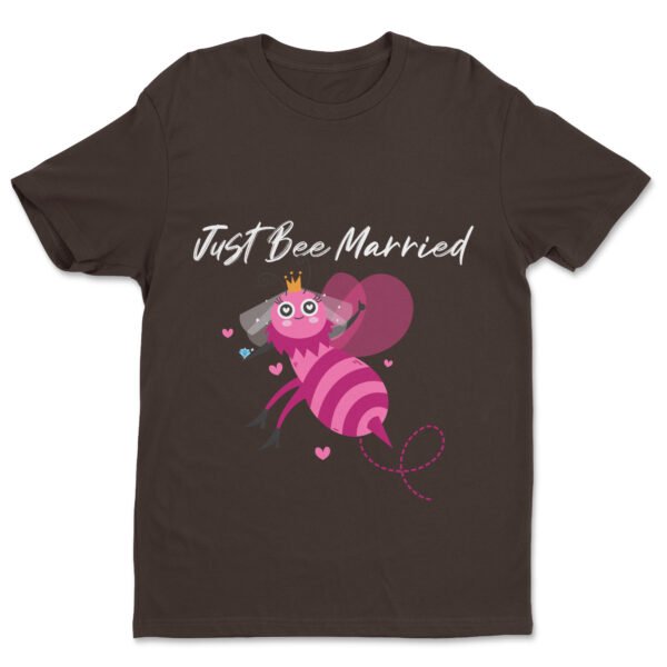 Premium Unisex Crewneck T-Shirt – 'Just Bee Married' Funny Newlywed Bee Graphic Tee - Image 6