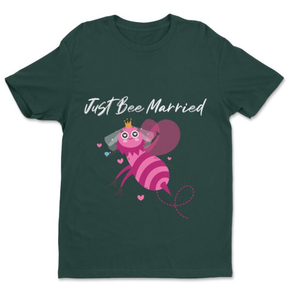 Premium Unisex Crewneck T-Shirt – 'Just Bee Married' Funny Newlywed Bee Graphic Tee - Image 7