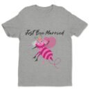 Premium Unisex Crewneck T-Shirt – 'Just Bee Married' Funny Newlywed Bee Graphic Tee