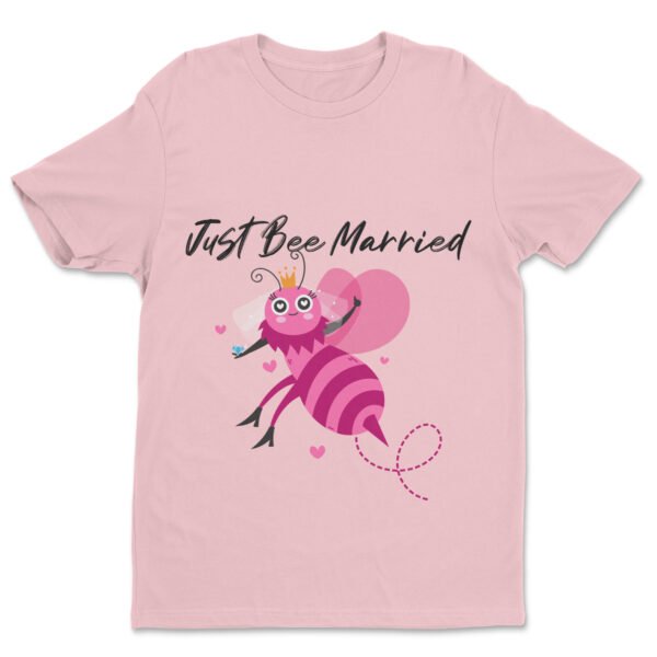 Premium Unisex Crewneck T-Shirt – 'Just Bee Married' Funny Newlywed Bee Graphic Tee - Image 9
